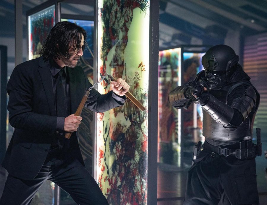 Keanu Reeves reprises his role as John Wick once again, bringing a pair of nunchucks to a gun fight but still winning with style.