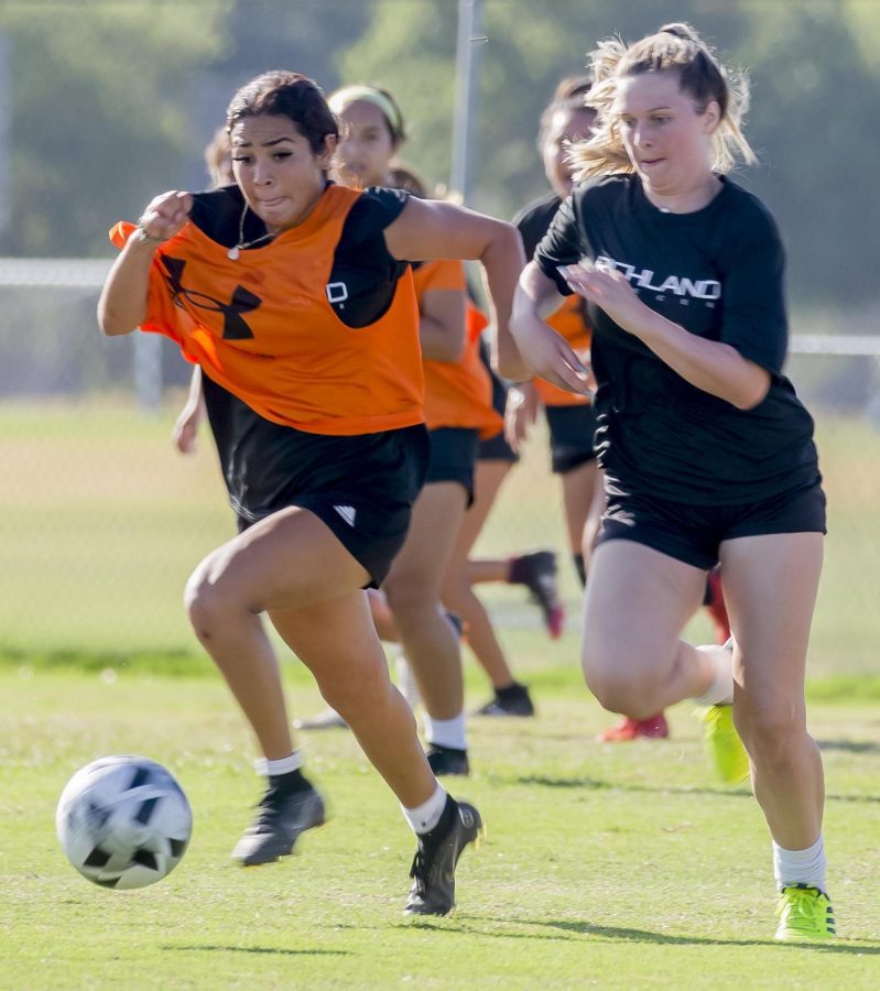 The T-Ducks womens soccer team during a recent practice.