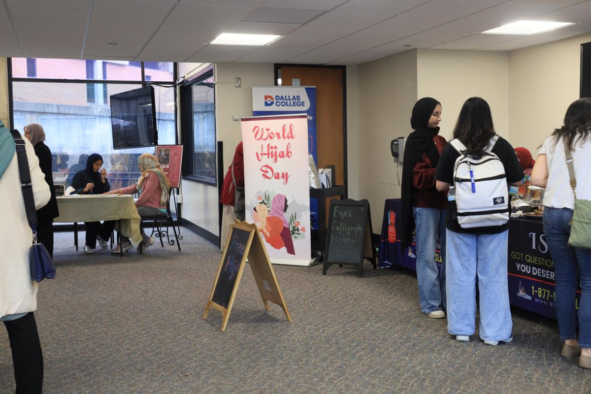 World Hijab Day setup in El Paso Student Lounge. 