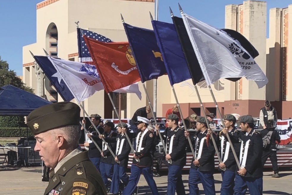 JROTC cadets perform the colorful Massing of the Colors after the ceremonies.