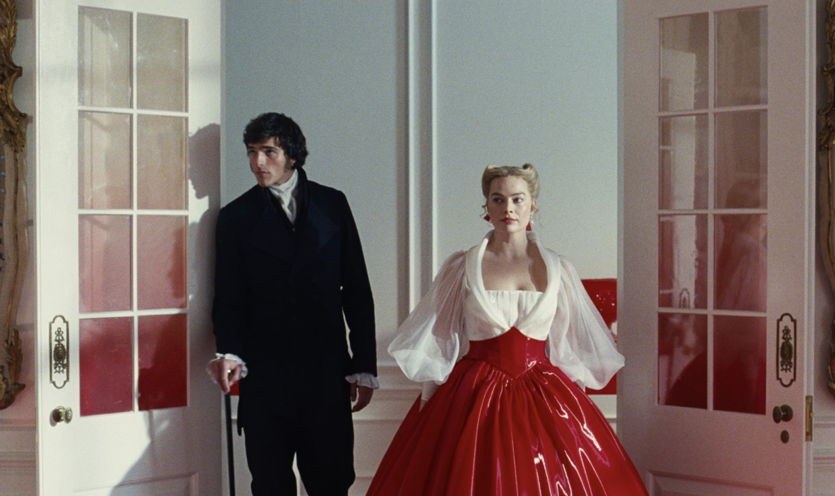 Jacob Elordi (left) and Margot Robbie star as Heathcliff and Catherine Earnshaw in Emerald Fennell's 'Wuthering Heights.'