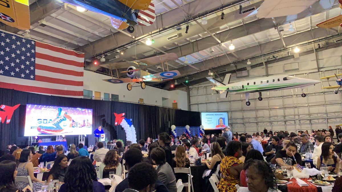 Students dress in business casual outfits and sneakers to attend the student leadership awards.